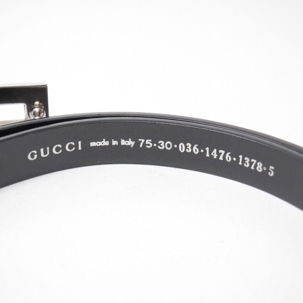 GUCCI グッチ ベルト サイズ75・30 Gバックル ブラック×シルバー 細