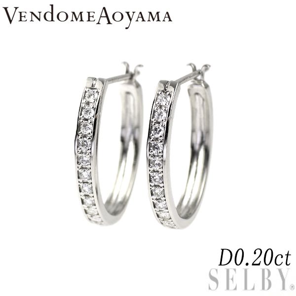 ヴァンドーム青山 Pt950/ Pt900 ダイヤモンド フープピアス 0.20ct