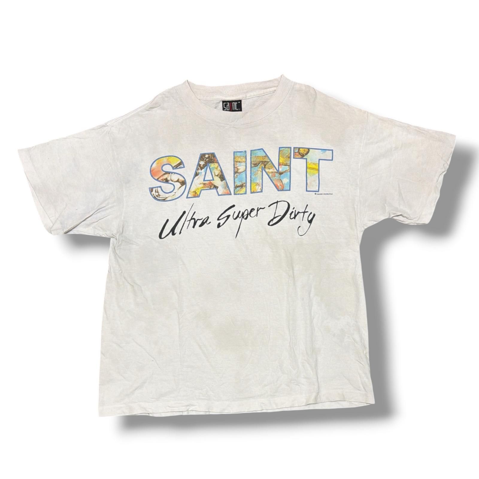 参考上代30800円 SAINT MICHAEL SS TEE/SUPER DIRTY スーパー セントマイケル SM-HR8-0000-025 ホワイト M （1943M）
