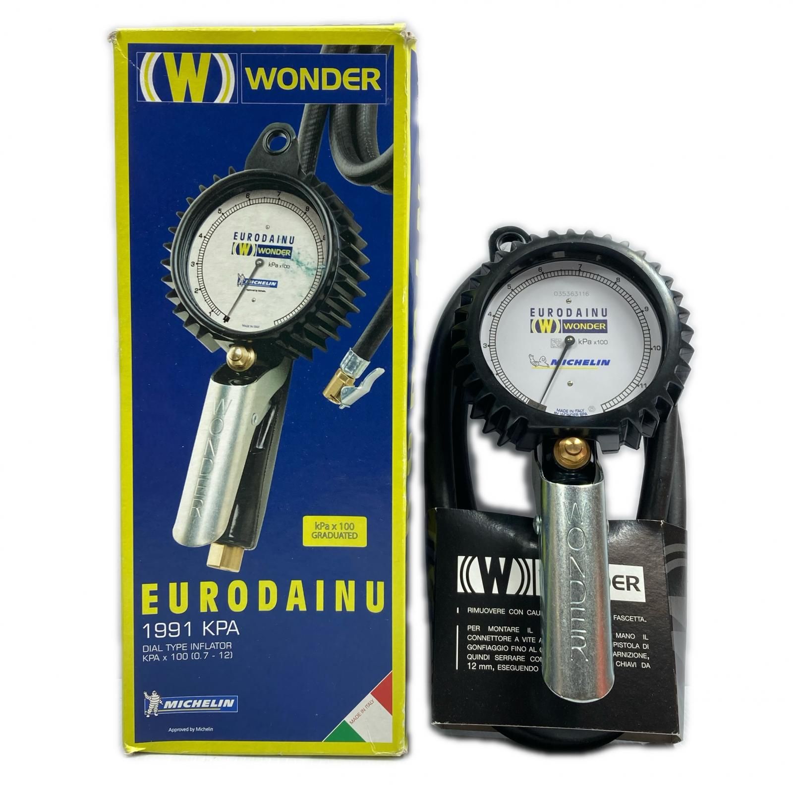 MICHELIN EURODAINU WONDER ミシュラン エアーゲージ 空気圧ゲージ 1200Kpa 未使用品 1991KPA シルバー