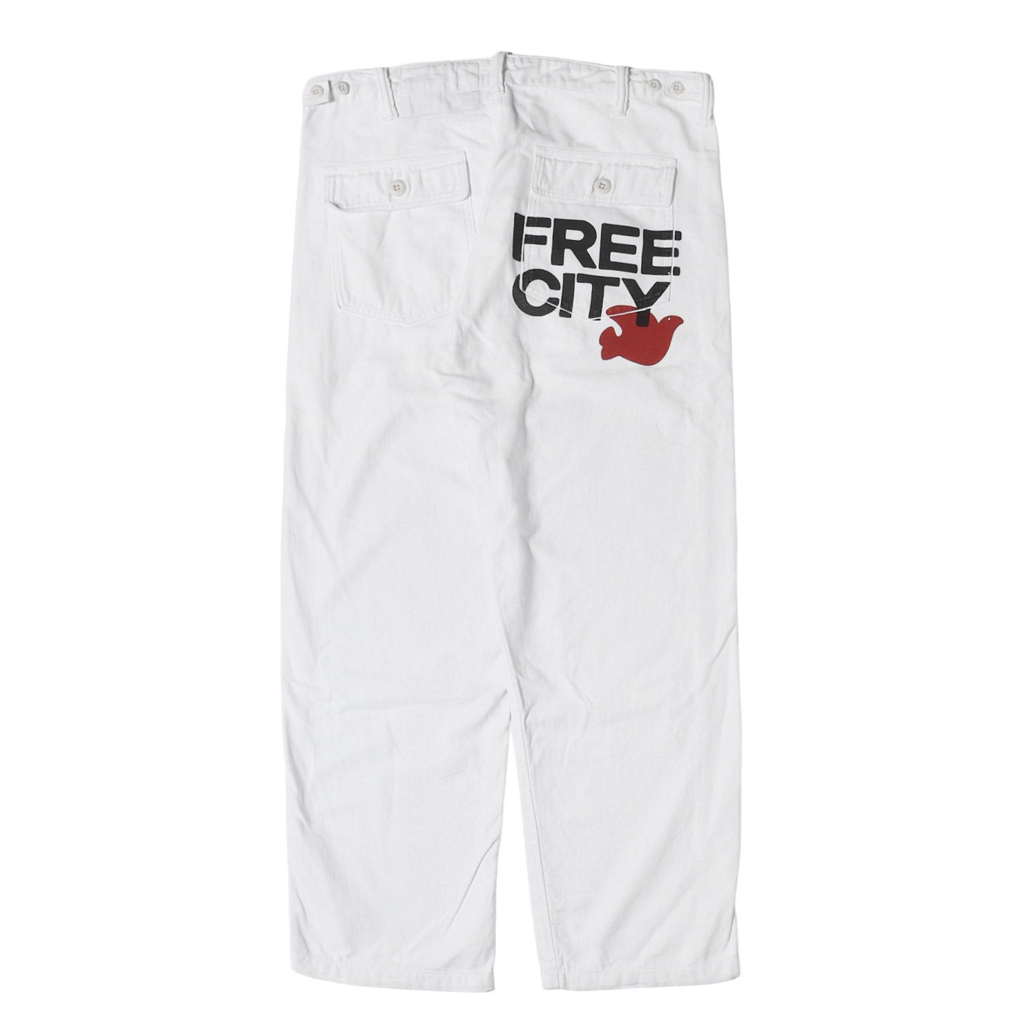 FREE CITY フリーシティ パンツ ホワイト 白 サイズ:34 ロゴ バック