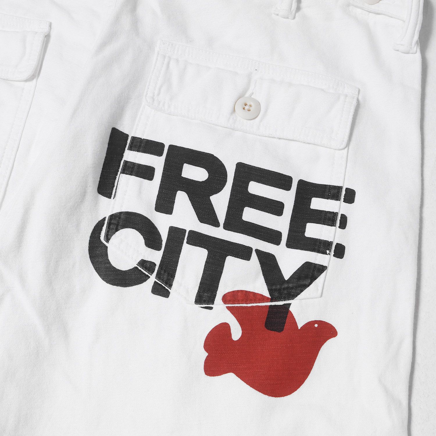 FREE CITY フリーシティ パンツ ホワイト 白 サイズ:34 ロゴ バック