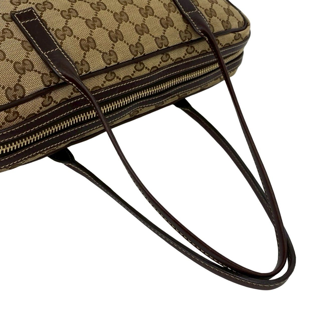 極 美品 GUCCI グッチ GG ロゴ 柄 金具 キャンバス レザー 本革 トート