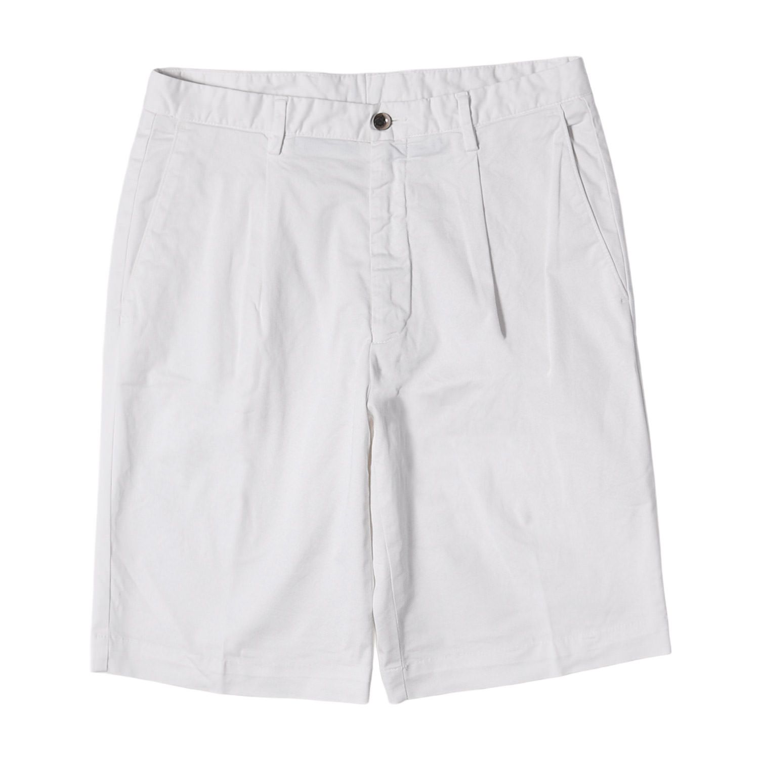 【美品】GERMANO ジェルマーノ パンツ ホワイト 白 サイズ:44 24SS BEAMS F 別注 コットンギャバジン 1プリーツ ショーツ イタリア製 ボトムス ショートパンツ コラボ【メンズ】【中古】