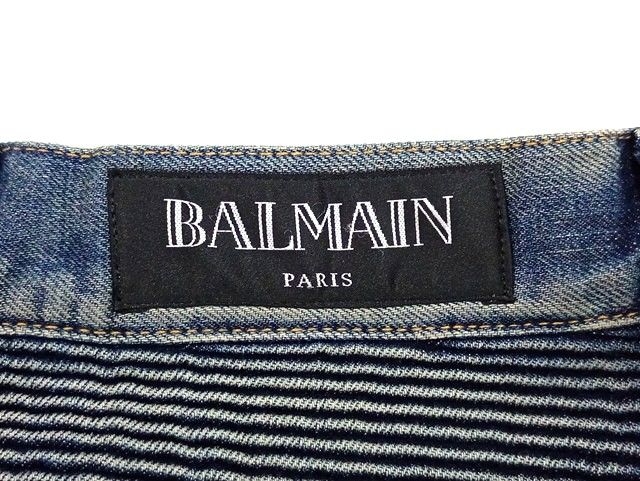 E291 [人気] BALMAIN バルマン デニムパンツ 29 インディゴ バイカー