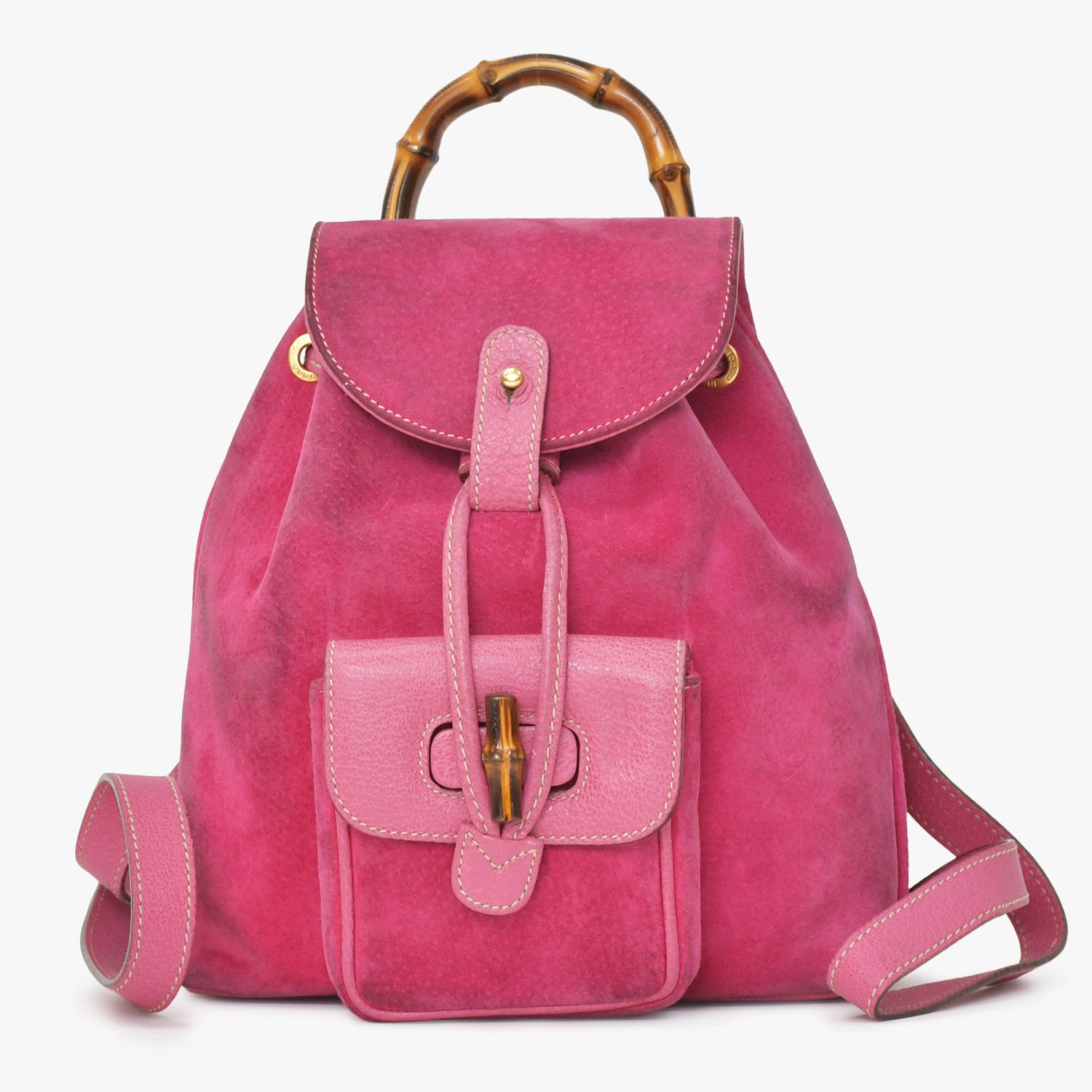 GUCCI グッチ バンブーミニリュック Pink ピンク スエード 003 ゴールド金具 ヴィンテージ 美品 中古 4a002500
