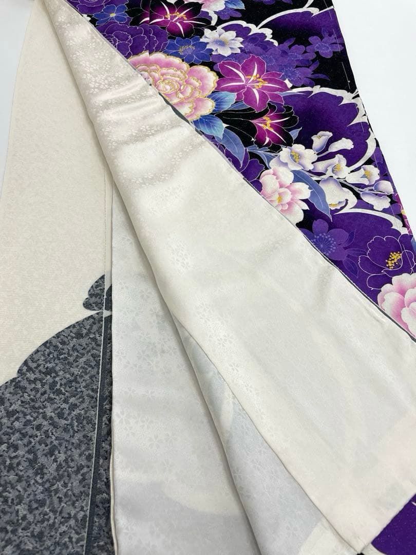 振袖 仮絵羽 舞台衣装 刺繍 金彩 正絹 未仕立て品 八掛付き MOK939