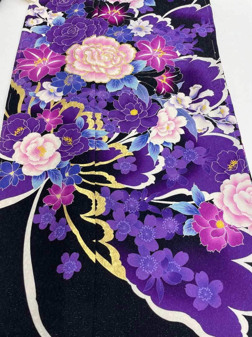 振袖 仮絵羽 舞台衣装 刺繍 金彩 正絹 未仕立て品 八掛付き MOK939