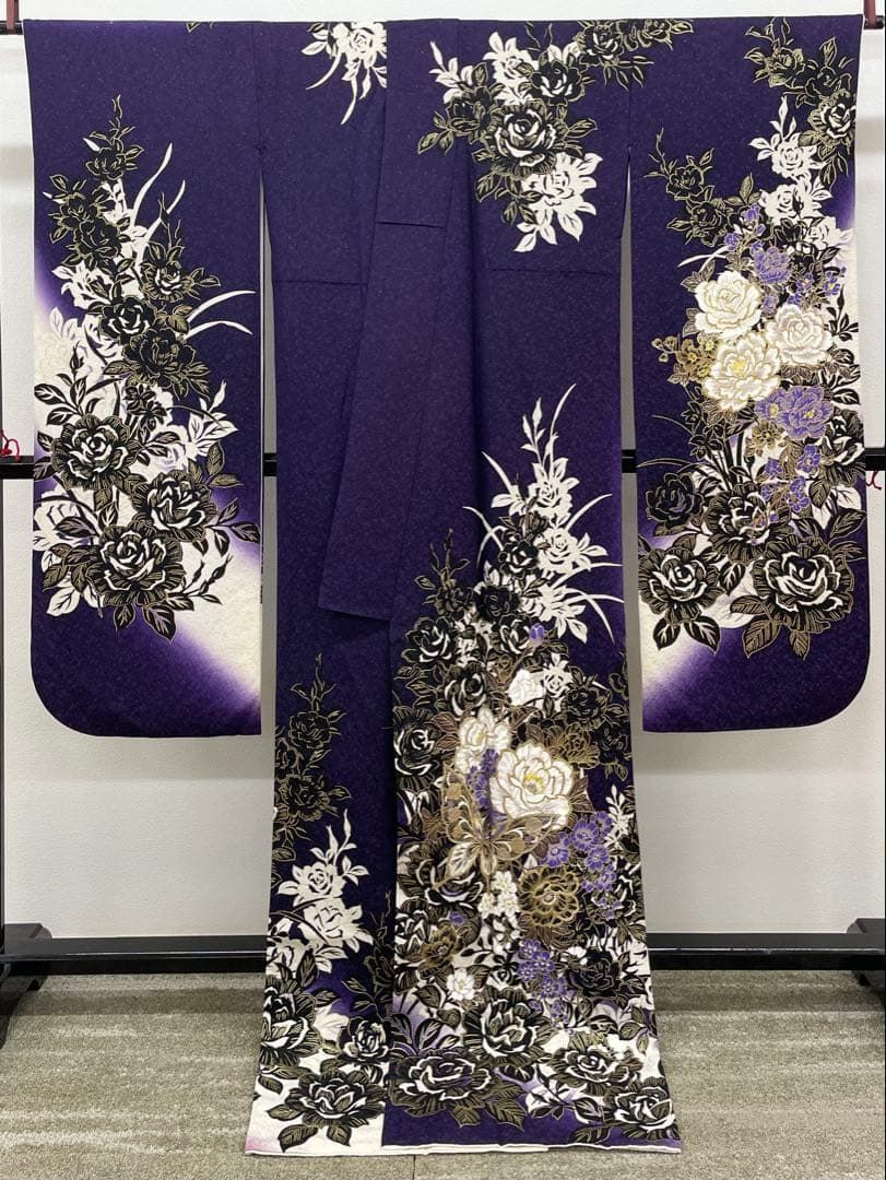 振袖 銀通し ラメ 金彩 身丈178cm 撥水加工済 トールサイズ MO3843 