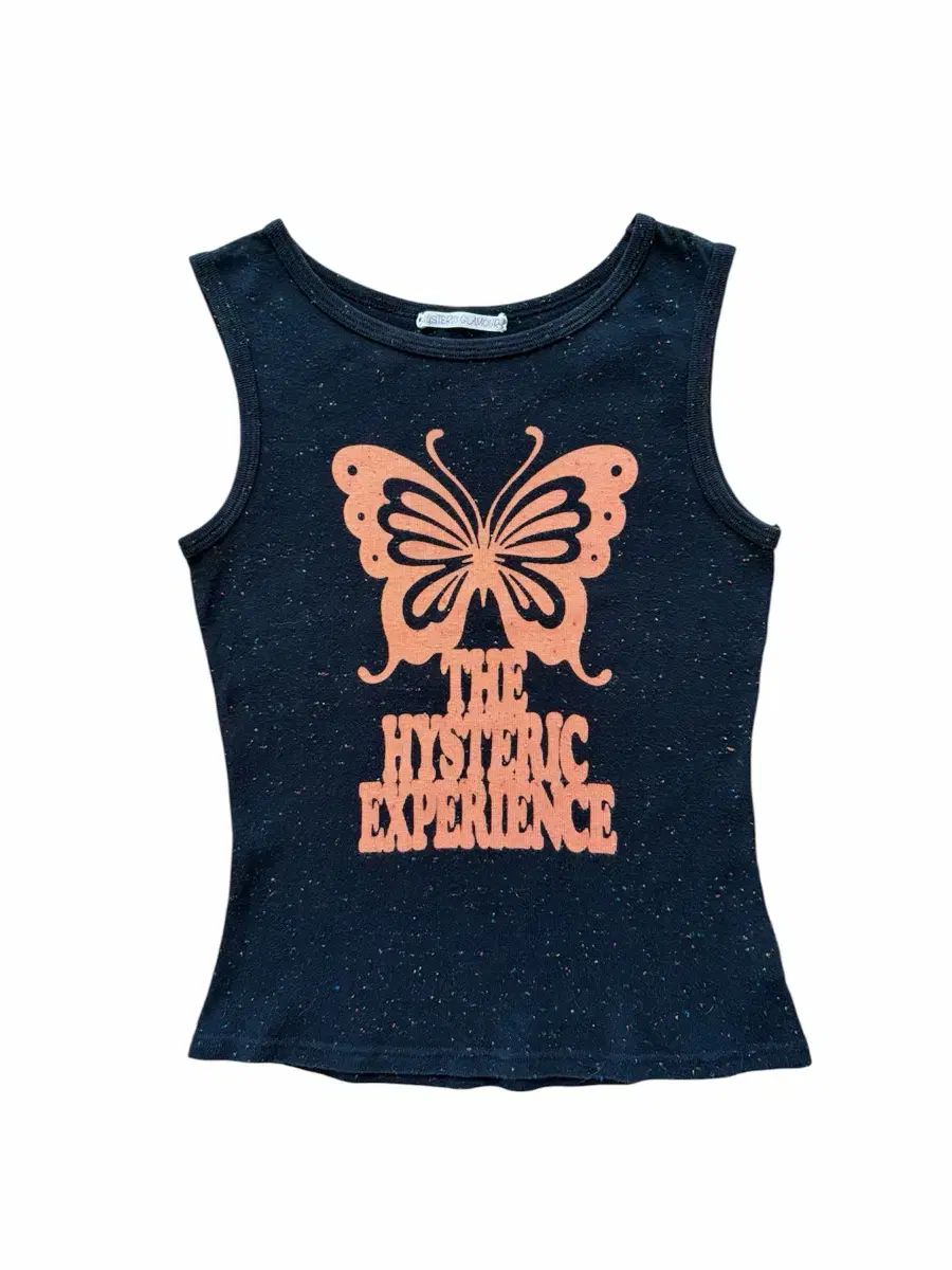 HYSTERIC GLAMOUR バタフライ グラフィック カラー ネップ 生地 スリーブレス タンク トップス