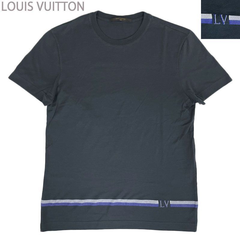 【中古】LOUIS VUITTON ルイ・ヴィトン LVロゴ ライン Tシャツ RM161M JUM H9Y02W ダークグレー XS メンズ コットン イタリア製