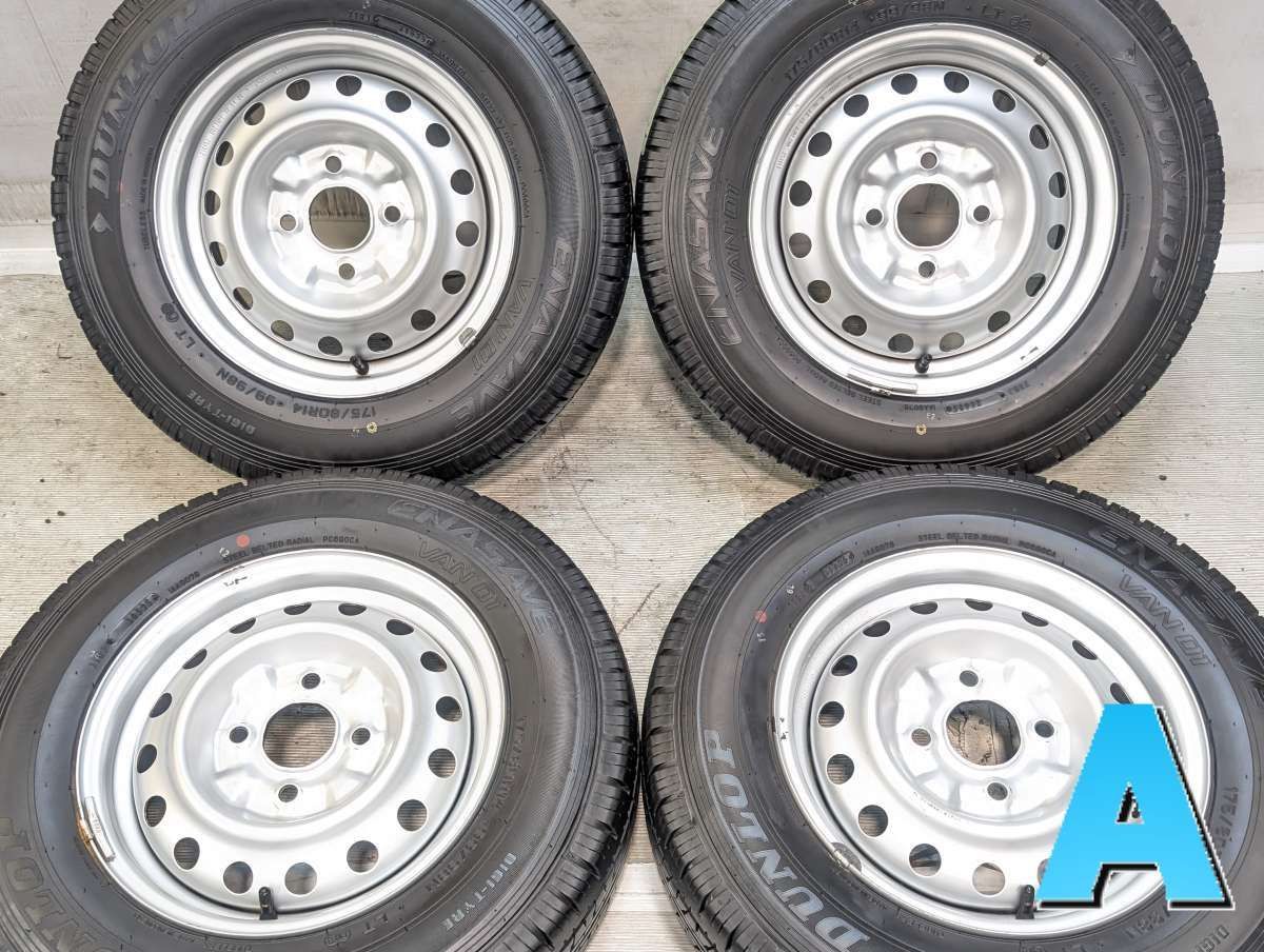 175/80R14 99/98N LT ダンロップ エナセーブ VAN01 日産純正 14x5.0 114.3-4穴 中古タイヤ サマータイヤ ホイールセット 4本セット s14260526031