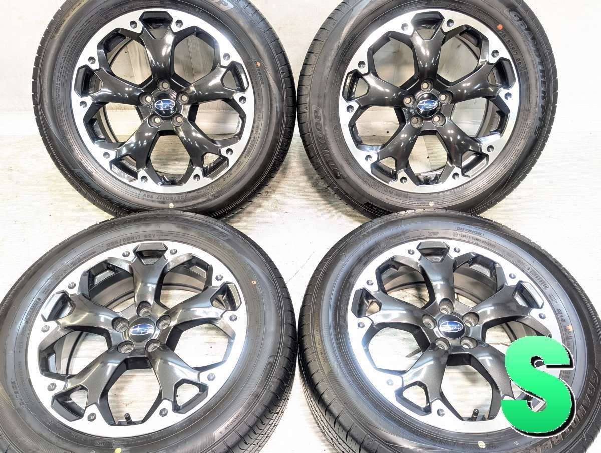 225/60R17 ダンロップ グラントレック PT5 スバル純正 17x7.0 55 100-5穴 中古タイヤ サマータイヤ ホイールセット 4本セット s17260526044