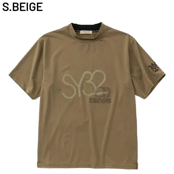 SY32 by SWEET YEARS GOLFメンズ 半袖ポロ　ベージュ SY32 BY SWEET YEARS GOLF メンズ 半袖シャツ モックネック ゴルフ
