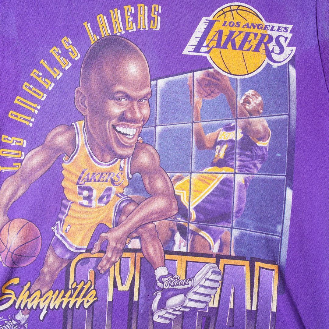 90s USA製 NBA レイカーズ LAKERS Tシャツ M パープル シャキール