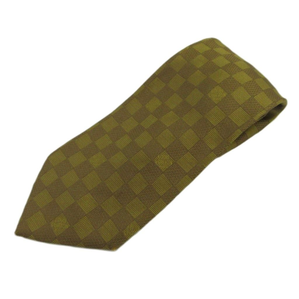 ルイヴィトン LOUIS VUITTON ネクタイ 絹 シルク ワイドタイ ダミエ柄 総柄 黄色 イエロー /XZ ■GY03