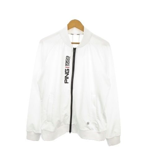 PING ジップアップジャケット ホワイト ゴルフ Lサイズ ピン PING ブルゾン ジャケット ゴルフ M 白 ホワイト ロゴプリント