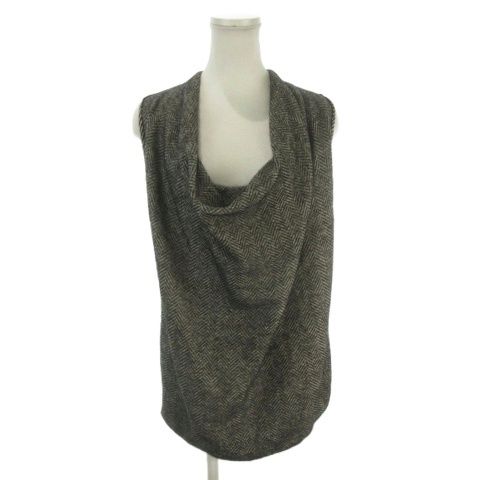 マックスマーラ MAX MARA ニット セーター ウール M 黒 ブラック ヘリンボーン柄 ノースリーブ ドレープネック /AH30 ■GY50