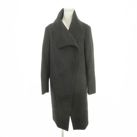ダナキャランニューヨーク DKNY コート 4 ダークグレー ショールカラー 長袖 無地 /AH37 ■GY50