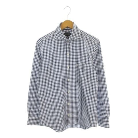 ブラックレーベルクレストブリッジ BLACK LABEL CRESTBRIDGE シャツ 長袖 ギンガムチェック ロゴ刺繍 39 青 ブルー /AH16 ■GY50