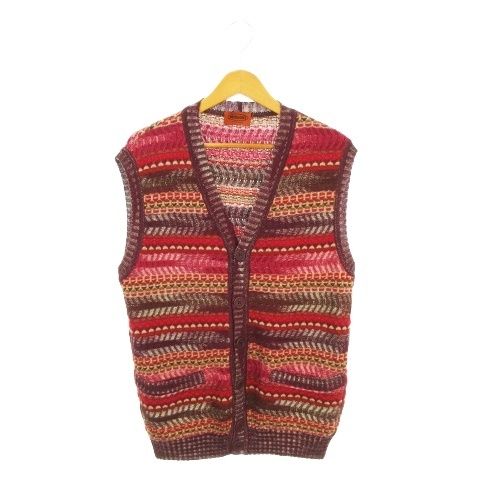 ミッソーニ MISSONI ベスト 11 赤 レッド 総柄 Vネック ノースリーブ /MN23 ■GY50