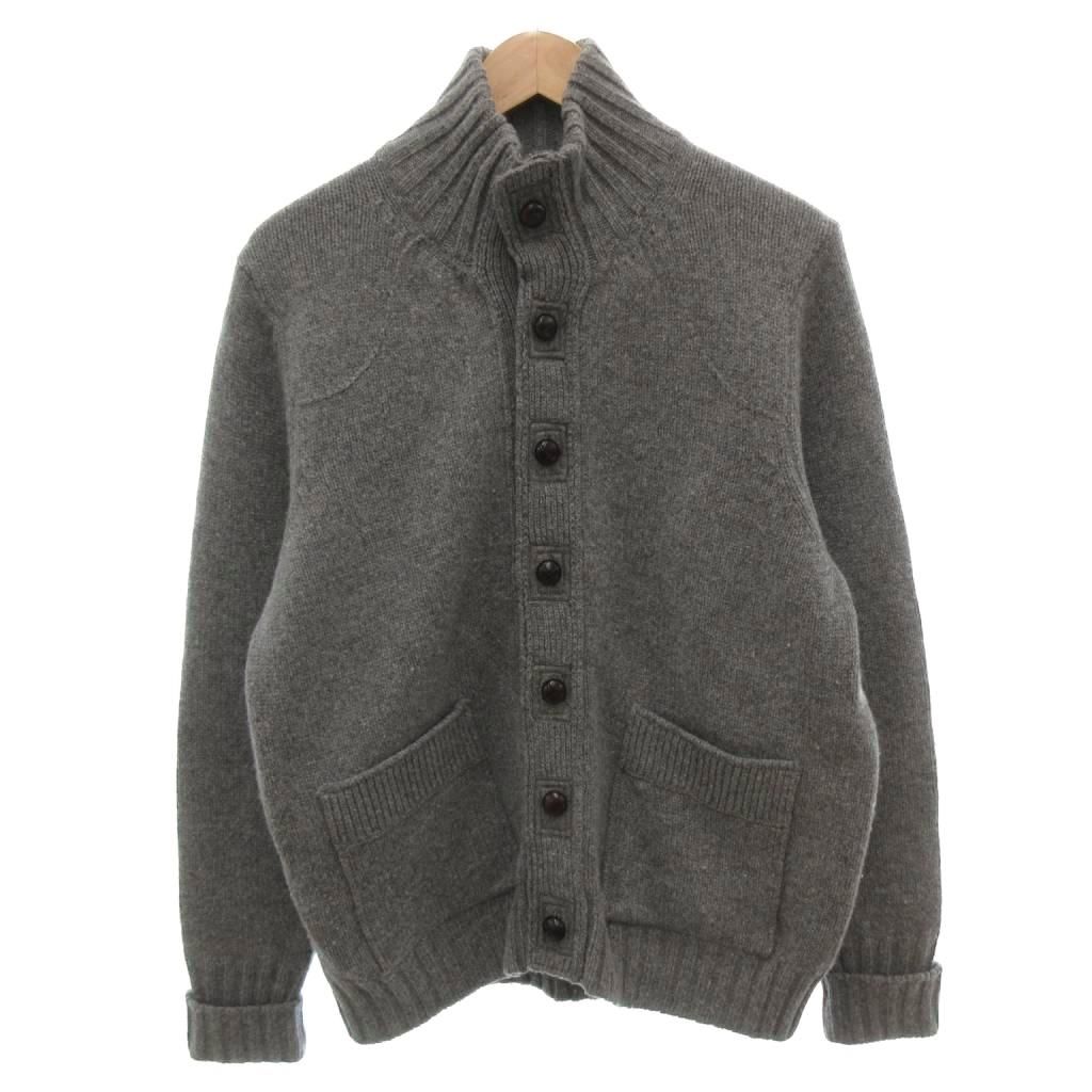 ブルックスブラザーズ BROOKS BROTHERS スタンドカラーカーディガン ニット ローゲージ くるみボタン 長袖 M グレー /FF ■GY50