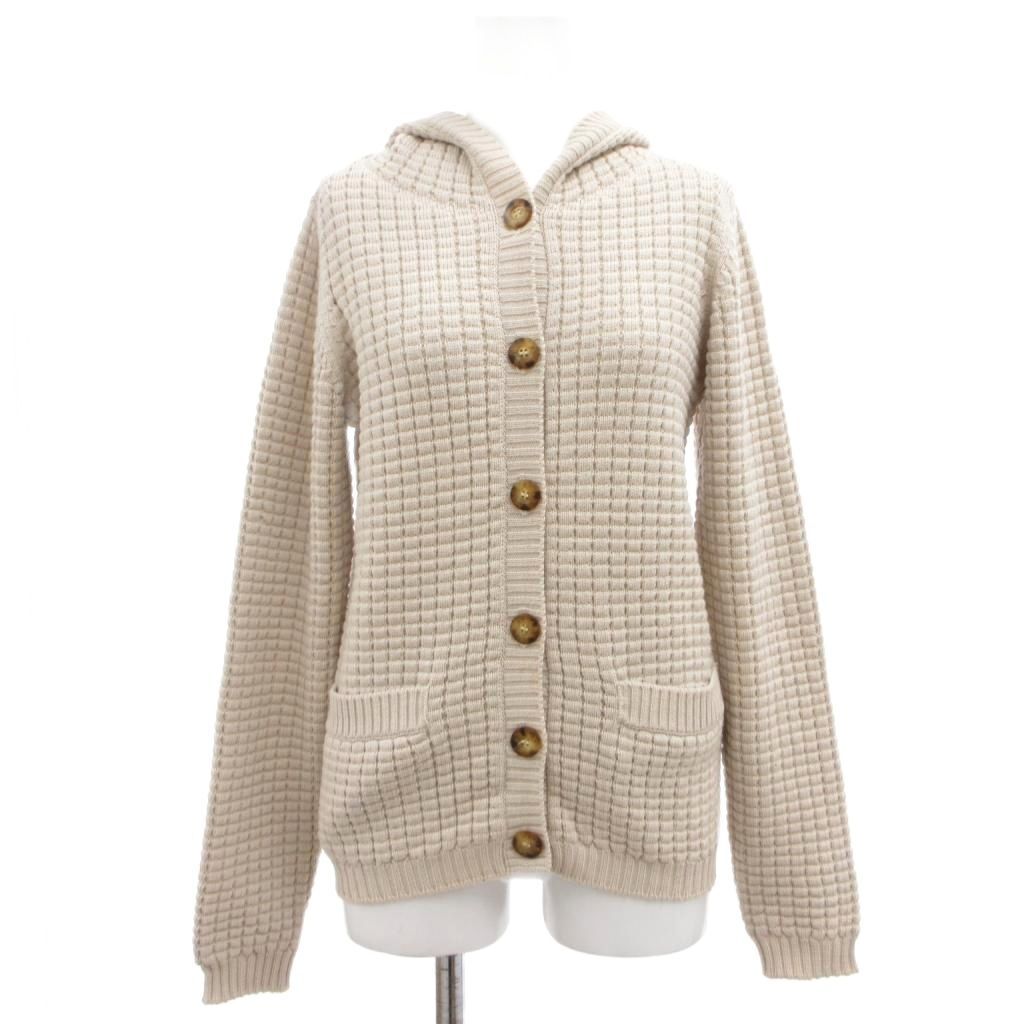 マックスマーラ ウィークエンドライン MAX MARA WEEKEND LINE カーディガン ニット フード付 メッシュ S ベージュ 長袖 ウール /SD ■GY50