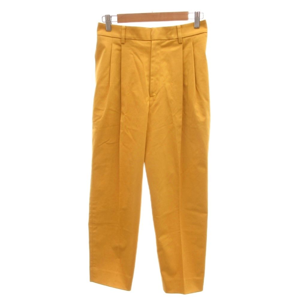 アクアスキュータム AQUASCUTUM タグ付き スラックス パンツ 10 黄色 イエロー ツータック テーパード フルレングス /SJ