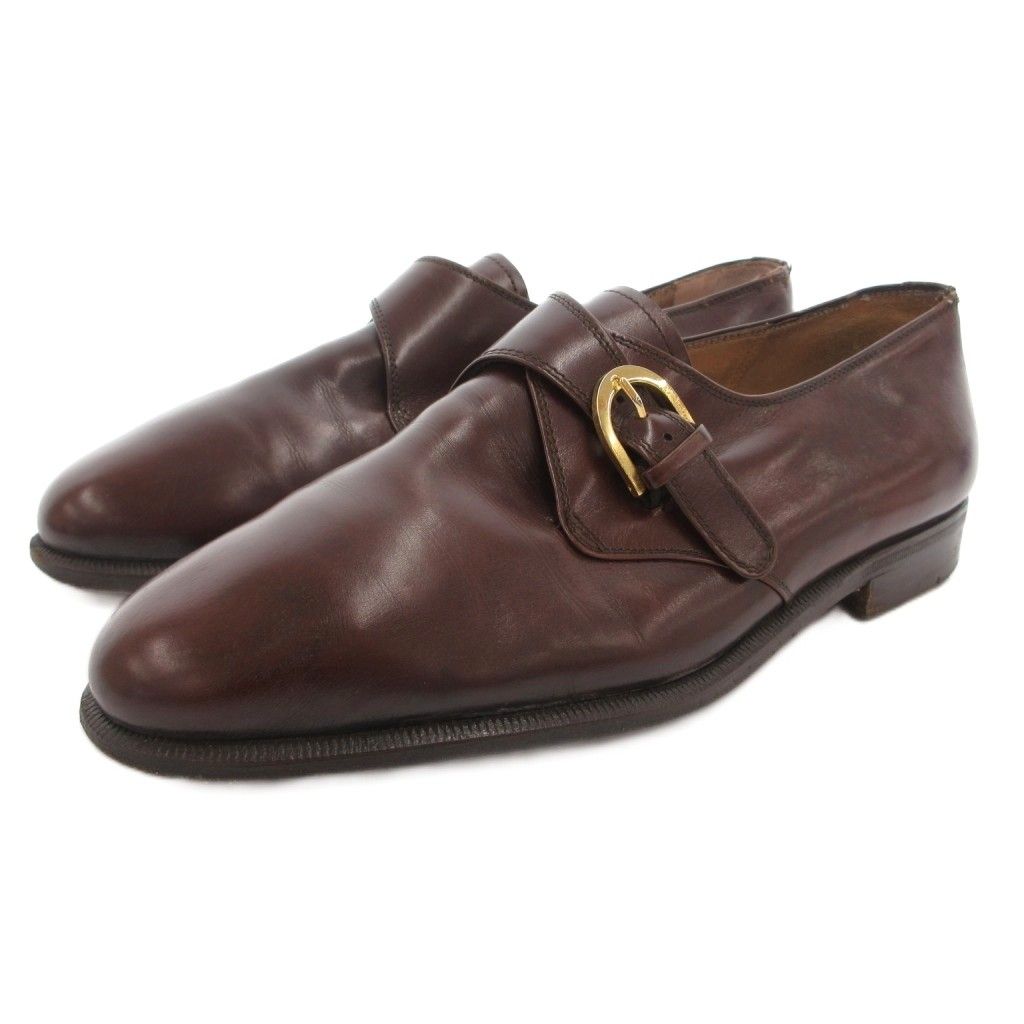 サルヴァトーレフェラガモ Salvatore Ferragamo ビジネスシューズ ドレス 革靴 シングル モンクストラップ バックル レザー 5.5 茶 ブラウン /GV