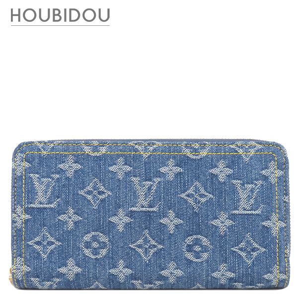 ルイヴィトン LOUIS VUITTON 長財布 ジッピーウォレット モノグラムデニム ブルー ゴールド金具 LV リミックス ラウンドファスナー M82958 RFID 【箱】【中古】