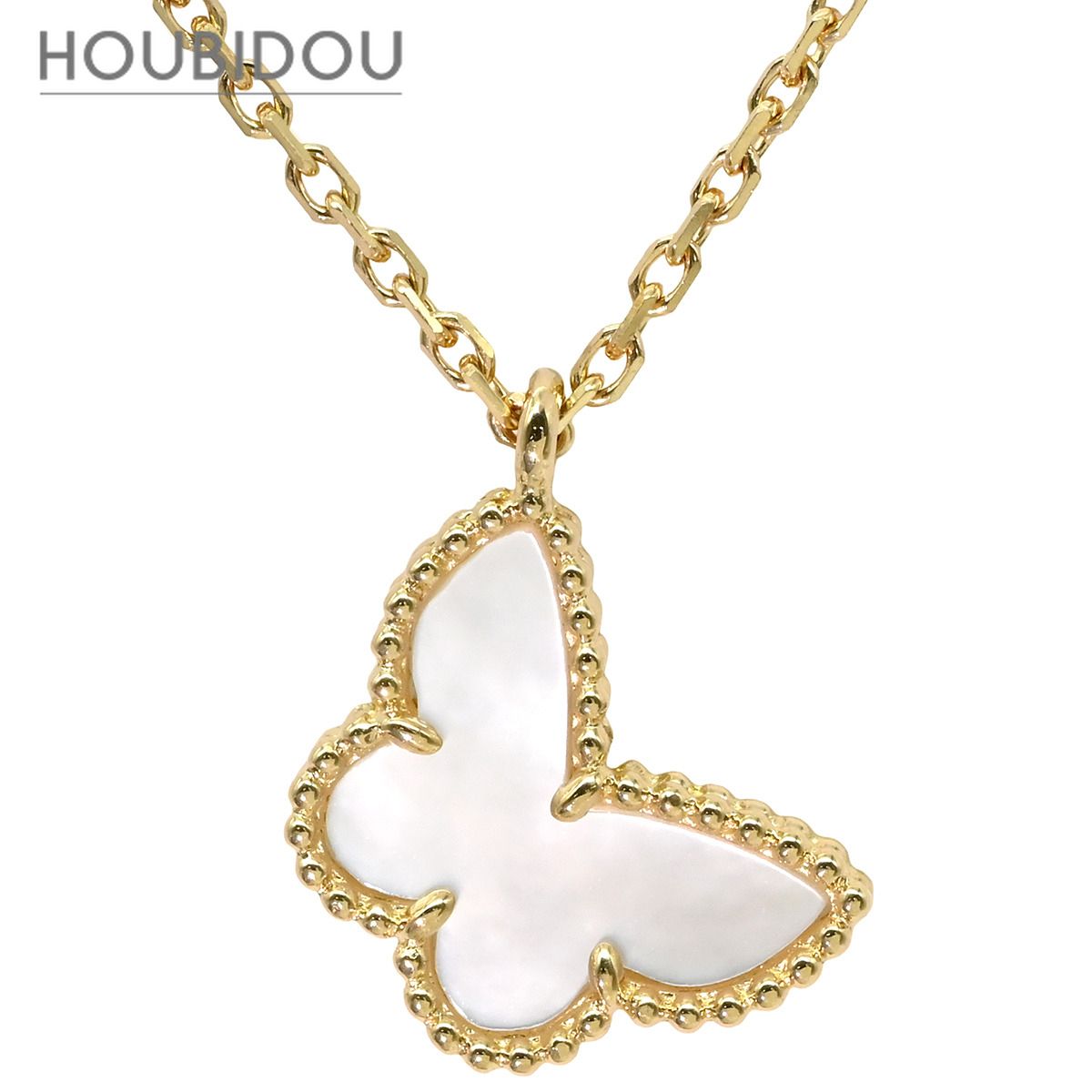 ヴァンクリーフアーペル Van Cleef & Arpels ネックレス スウィート パピヨン ペンダント パールホワイト×イエローゴールド 白 VCA 750 YG 18K シェル VCARF69300【中古】 138,020円