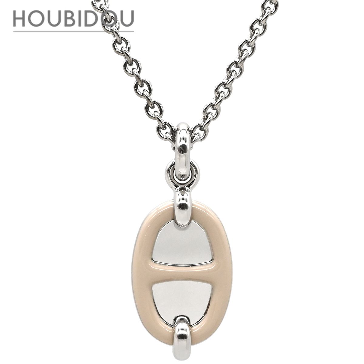 エルメス HERMES ネックレス ミニマイヨン PM ペンダント メタル エナメル マロングラッセ×シルバー シェーヌダンクル H100053FP55 【箱】【中古】 56,084円