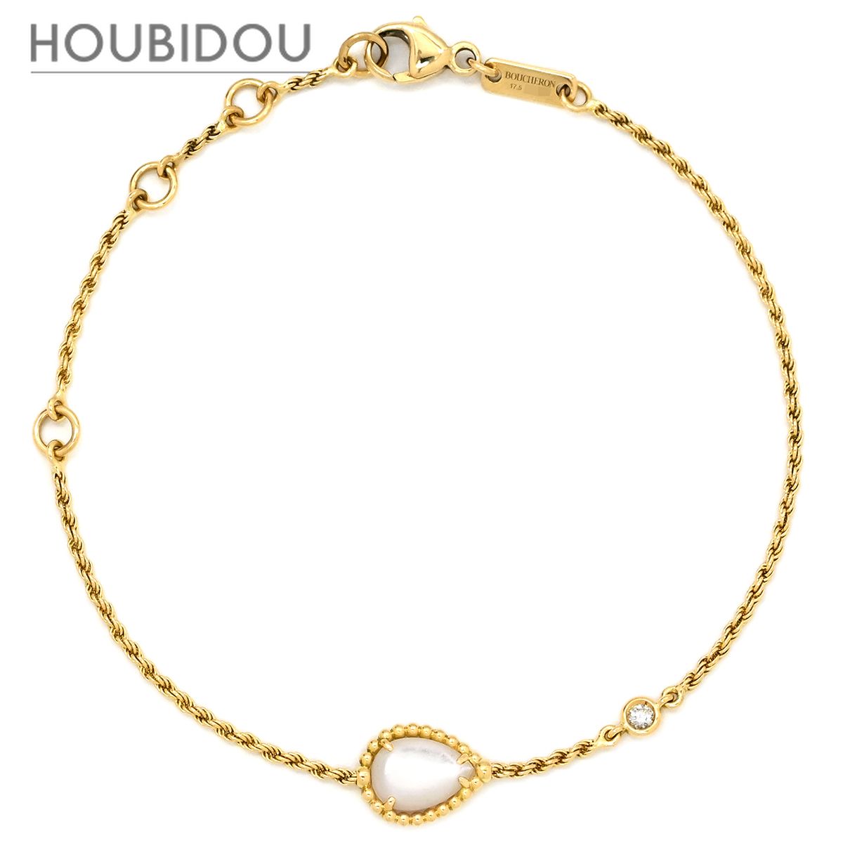 ブシュロン BOUCHERON ブレスレット セルパンボエム ブレスレット エクストラスモール パールホワイトXイエローゴールド 白 シェル 1Pダイヤ XS JBT00808【中古】