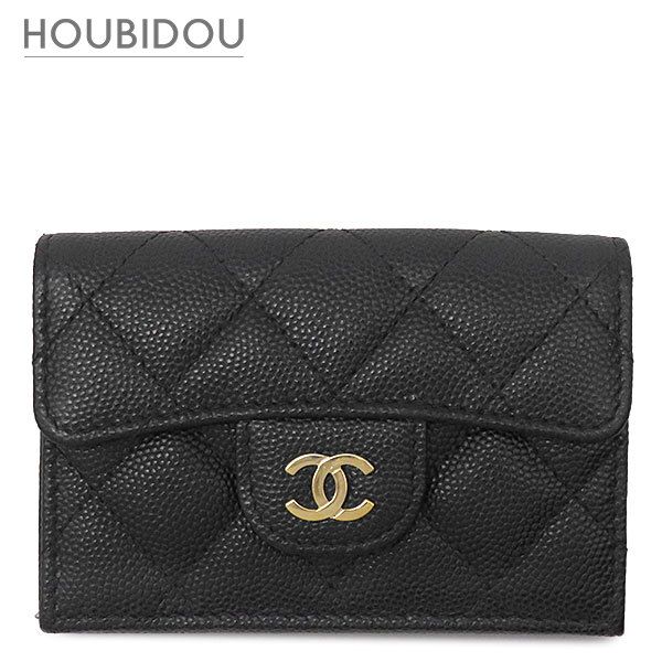 シャネル CHANEL 三つ折り財布 マトラッセ コンパクトウォレット キャビアスキン ブラック ゴールド金具 ココマーク ミニ財布 AP0230 31****** 【箱】【中古】