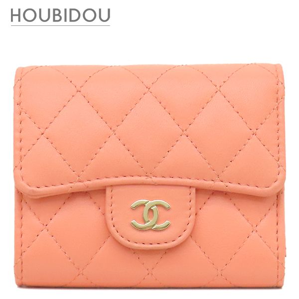シャネル CHANEL 三つ折り財布 マトラッセ スモールウォレット レザー ピンク ゴールド金具 ココマーク ミニ財布 AP0229 ランダムシリアル【中古】