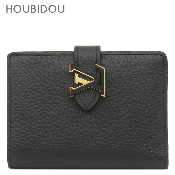 ルイヴィトン LOUIS VUITTON 二つ折り財布 LV ヴェルティカル ウォレット コンパクト レザー トリヨンレザー ノワール ゴールド金具 カード入れ 黒 M81561 RFID 【箱】【中古】