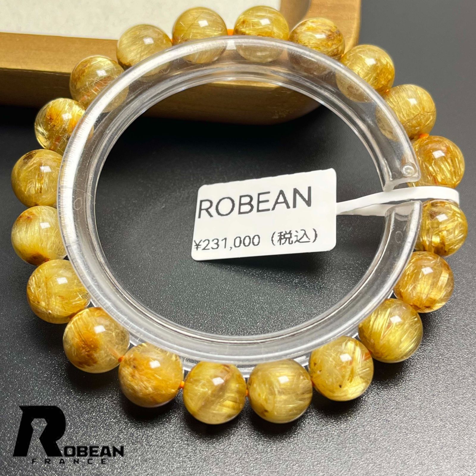 【限定一点】EU製★ROBEAN・極!極満針ルチルクォーツ★ブレスレット パワーストーン 天然石 金運 お守り 9.3-9.8mm K0529677