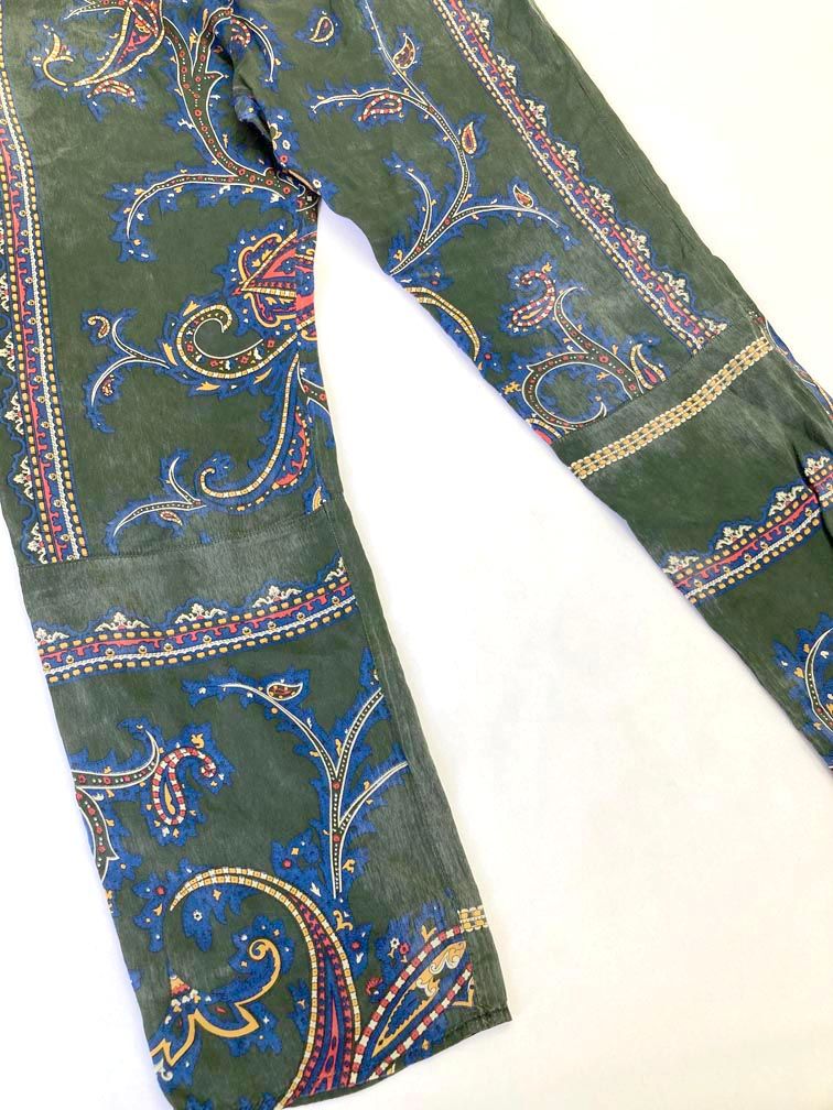 sacai サカイ ペイズリー スカーフ柄 微光沢 テーパード イージー