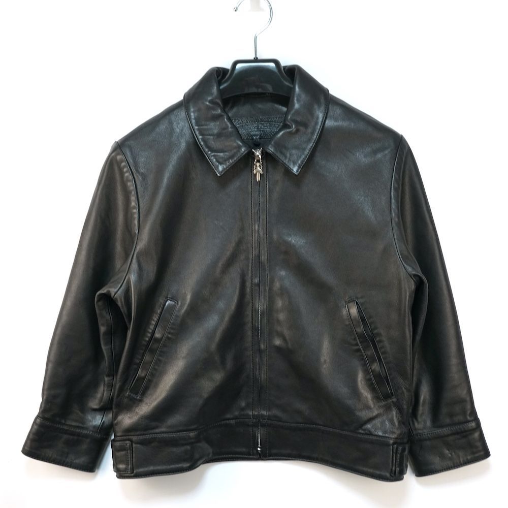 CHROME HEARTS クロムハーツ ダガー ジップアップ シングル ライダース ジャケット ラムレザー シルバー CHプラス ロゴプレート Sサイズ（170/62A）