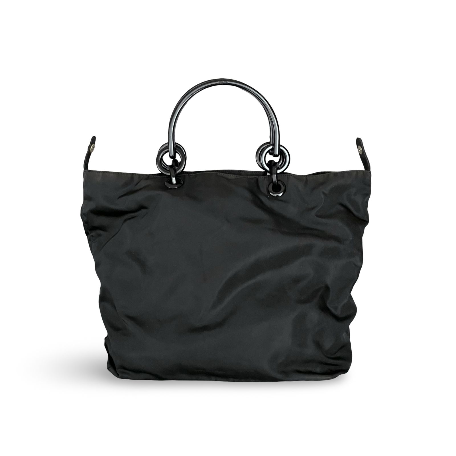 PRADA プラダ トライアングルプレート ナイロン トートバッグ ブラック チェーン