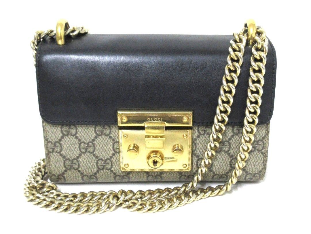 GUCCI/グッチ　パドロック ショルダーバック　409487　チェーンショルダバッグ　GGスプリーム　レザー　【中古】