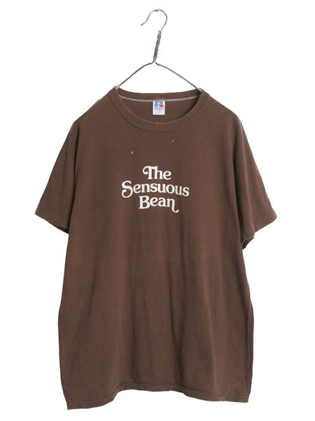 80s メッセージ プリント Tシャツ メンズ XL 古着 ヴィンテージ カットソー シングルステッチ シンプル ラッセル ジョーク 大きいサイズ 茶