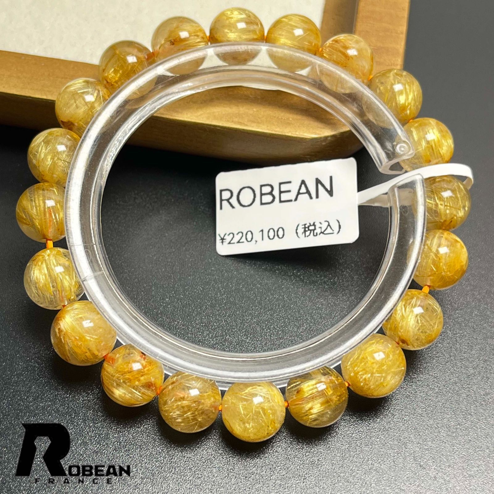 【一点限り】EU製★ROBEAN・極!極満針ルチルクォーツ★ブレスレット パワーストーン 天然石 金運 お守り 9.3-9.8mm K0529676