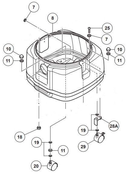 HiKOKI ハイコーキ 集じん機 RP250YD用 タンク組（25L）（７，１０，１１，１８～２０，２５，２８，２９含む） 338483 掃除機 部品 集塵
