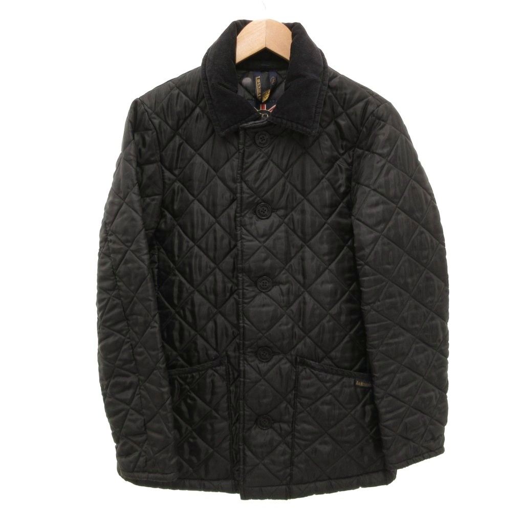 ラベンハム LAVENHAM キルティングジャケット ブルゾン 中綿 襟コーデュロイ 36 黒 ブラック /JS ■GY01