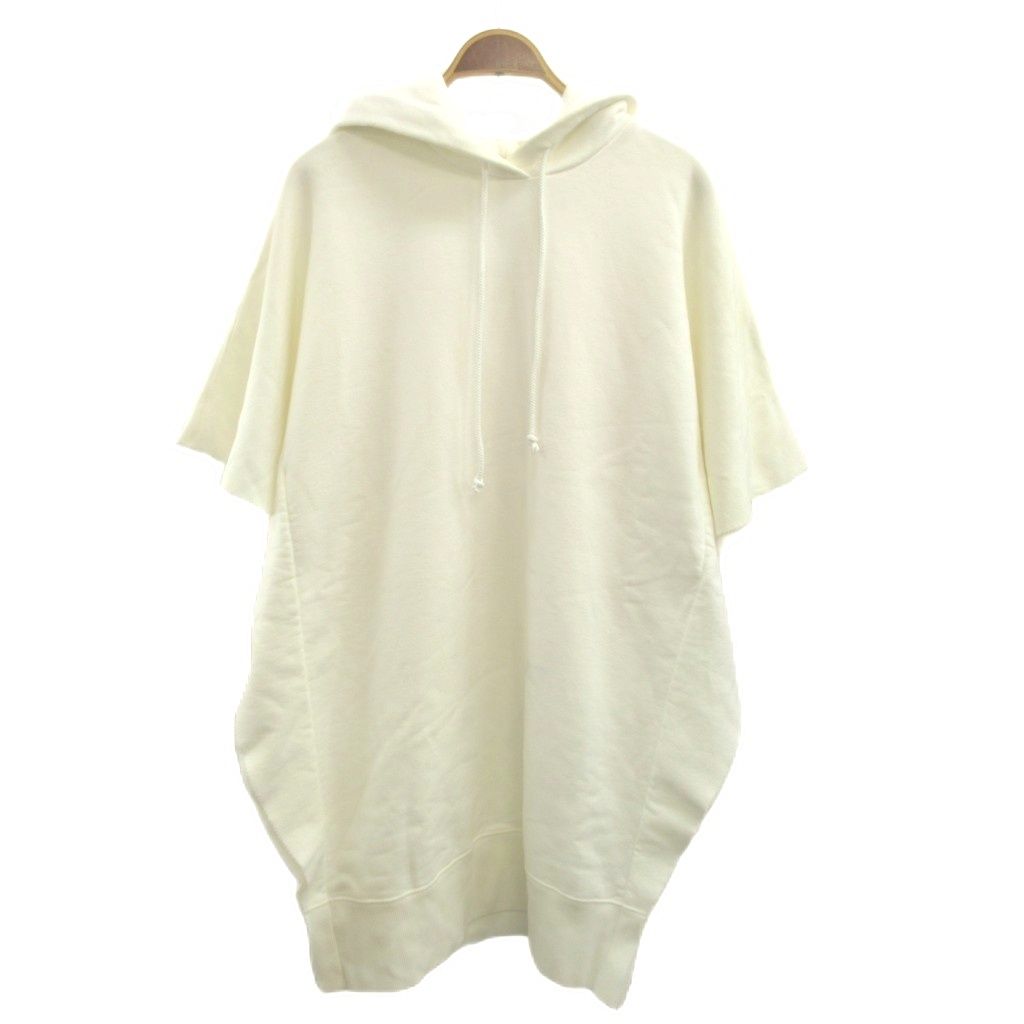 エムエムシックス メゾンマルジェラ MM6 Maison Margiela パーカー チュニック バックプリント XS 白 ホワイト フード付き 半袖 トップス /YU ■GY19