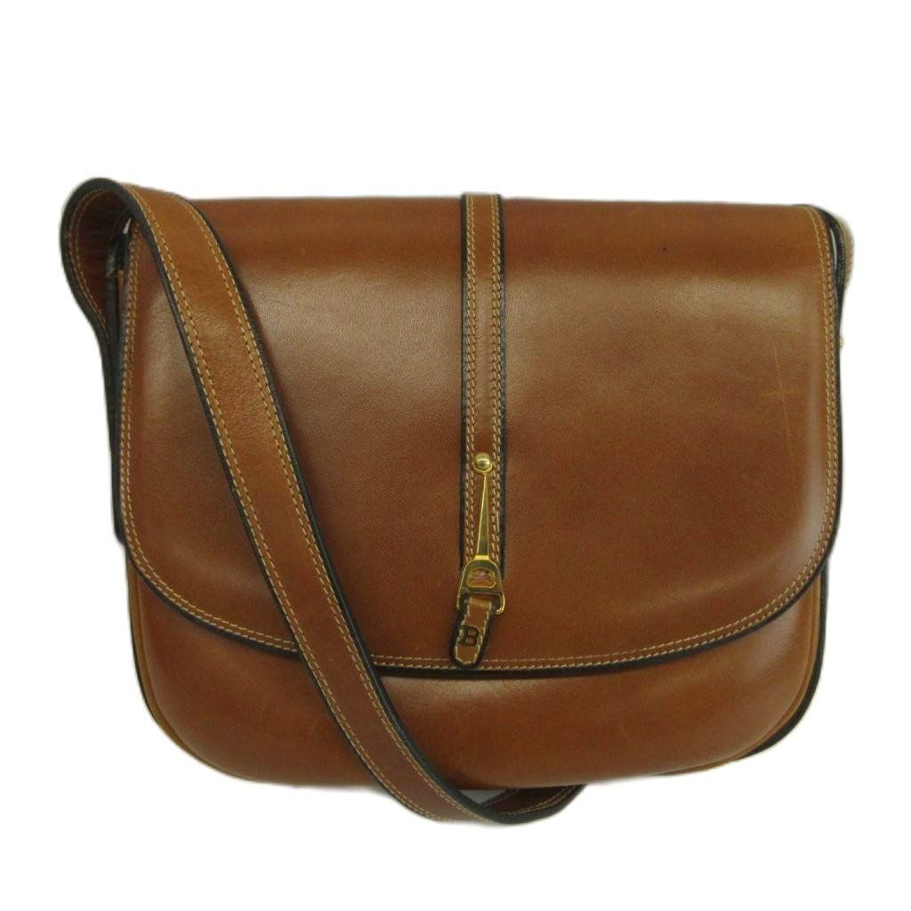 バリー BALLY ショルダーバッグ レザー ステッチ Bロゴ ゴールド金具 茶色 ブラウン /XZ ■GY18