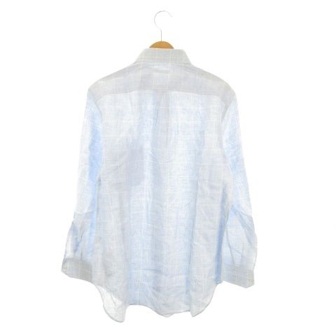 ロロピアーナ Loro Piana シャツ 麻 リネン L 青 ライトブルー