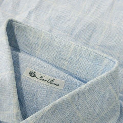 ロロピアーナ Loro Piana シャツ 麻 リネン L 青 ライトブルー