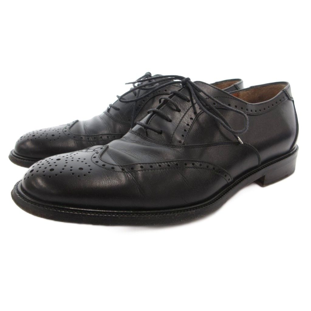 サルヴァトーレフェラガモ Salvatore Ferragamo ビジネスシューズ ドレス 革靴 ウイングチップ パンチング レースアップ レザー 5.5 黒 ブラック /GV